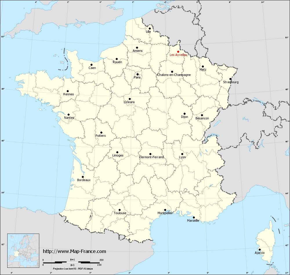 Carte administrative of Les Ayvelles